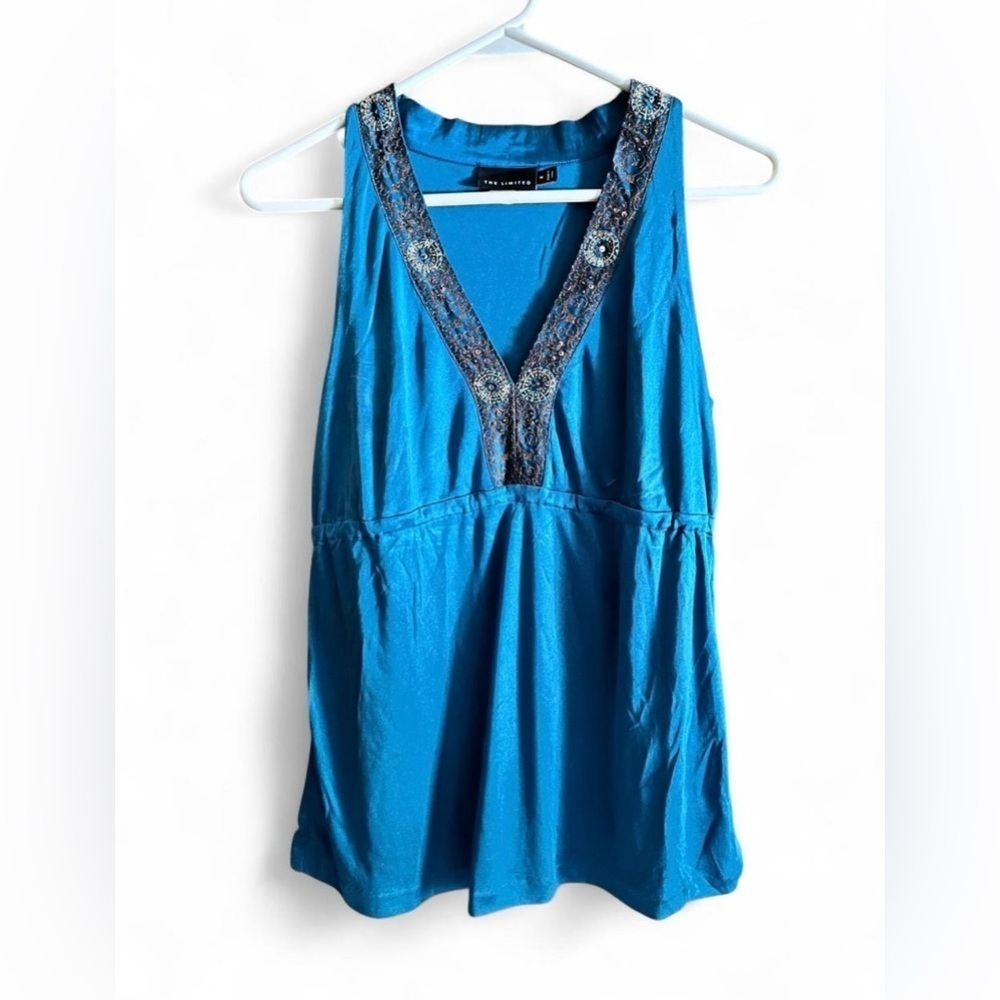 The Limited 90s Blue Embellished Sleeveless Tank Top Women’s Medium Festival